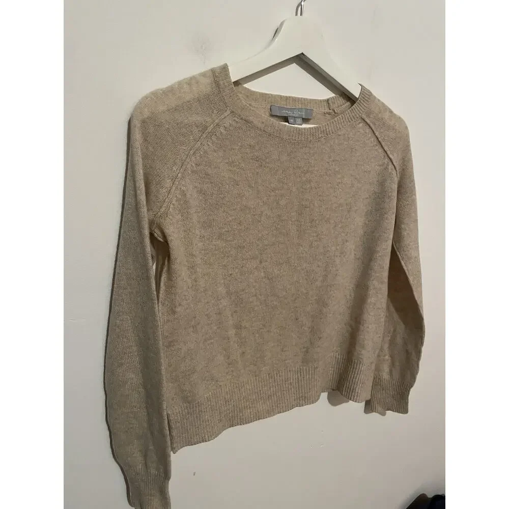 Sea Bleu Womens Cashmere Knit Crewneck Sweater Top Tan‎ Size XS